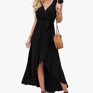GRECERELLE Elegant 2025 women’s spring summer V-neck faux wrap maxi dress